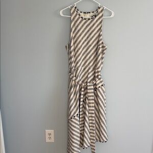 Navy and cream Striped halter top Dress with pockets!